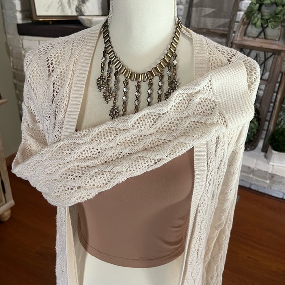 Loft Cream Crochet Long Cardigan - Picture 3 of 5